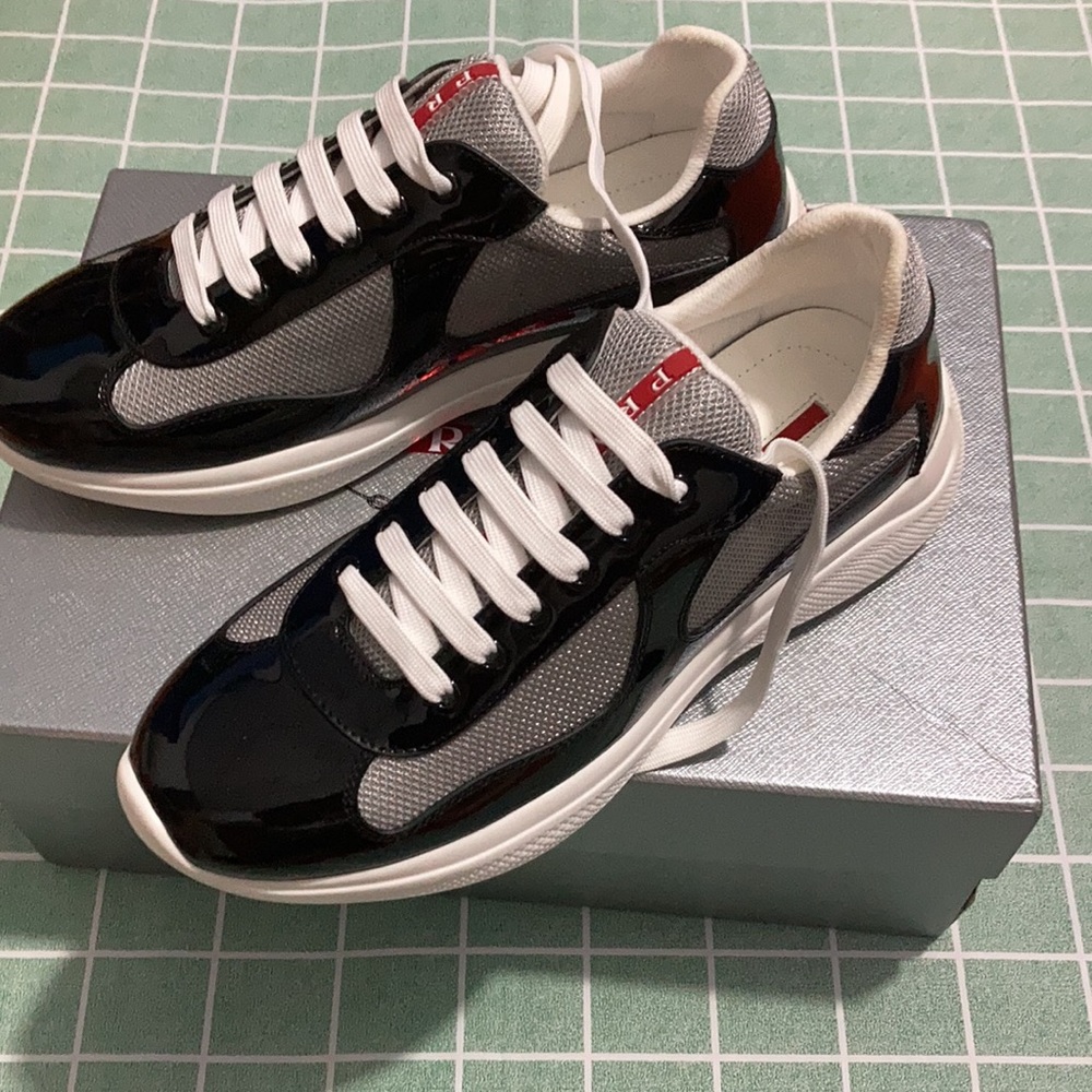 Prada America’s Cup Black Rubber Sneakers Size 12/45 Gently Worn W/Box & Extras